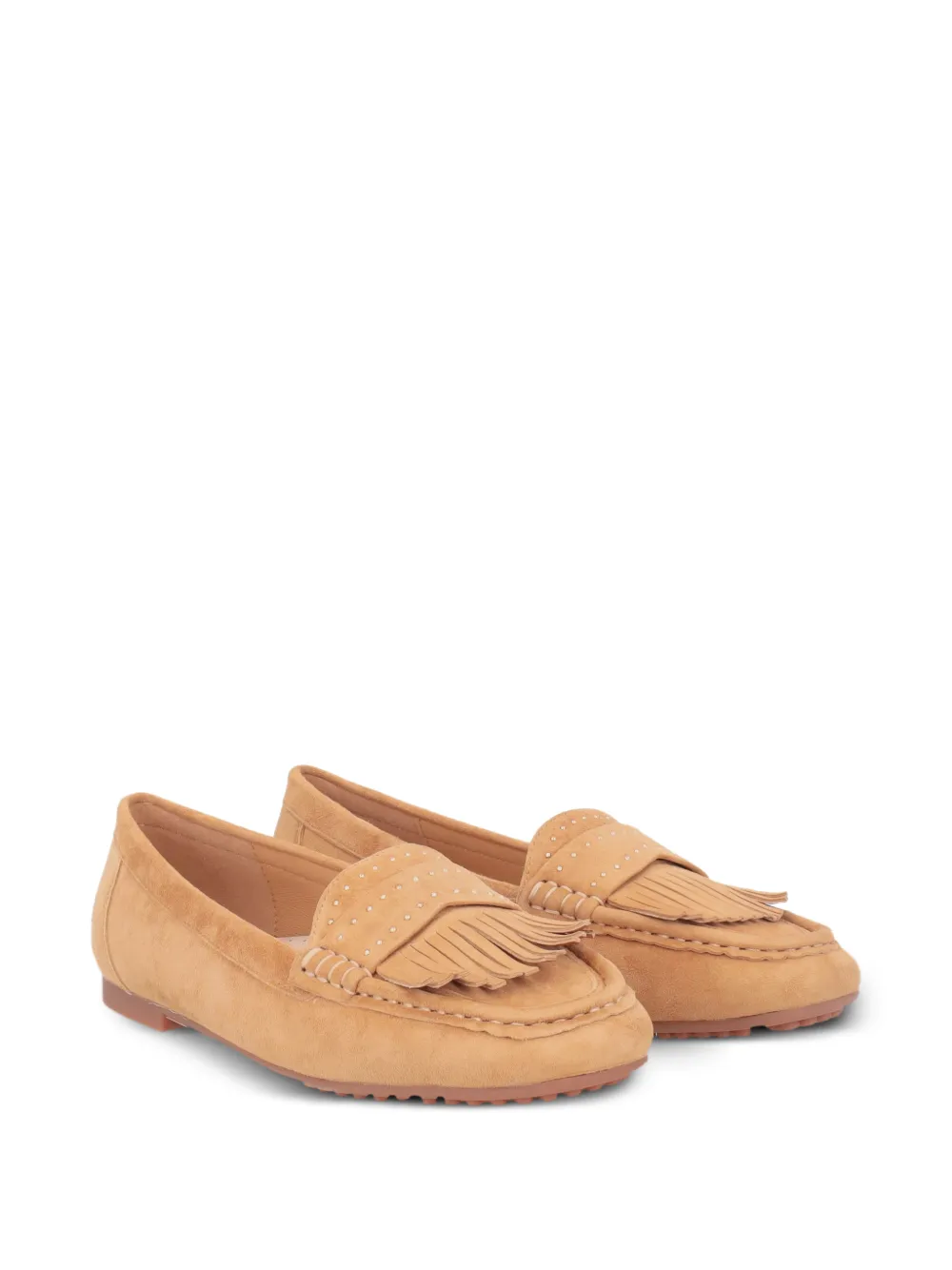Tosca Blu fringe-detail studded loafers - Marrone