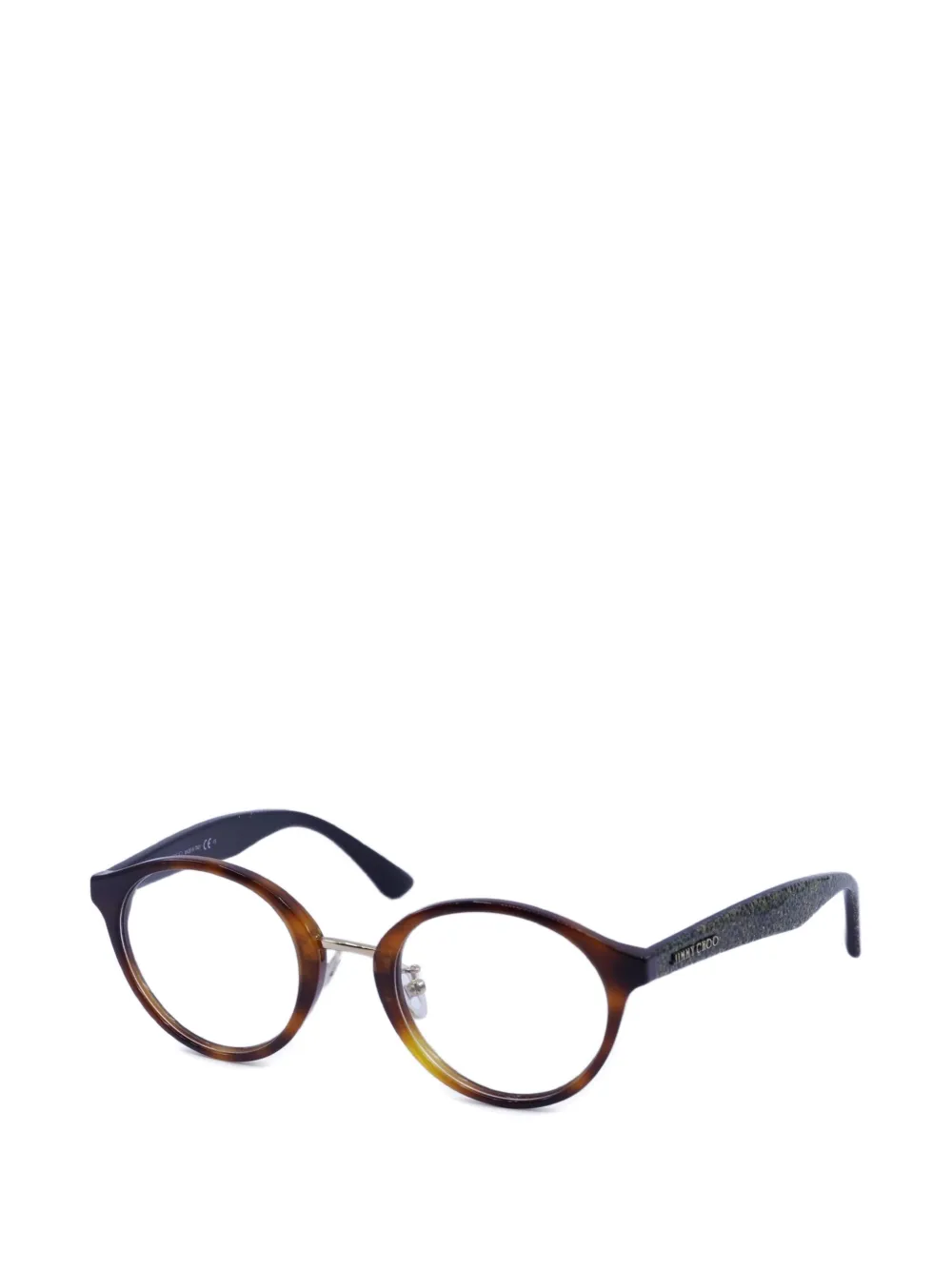 Jimmy Choo Eyewear Bril met rond montuur en glitterdetail Bruin