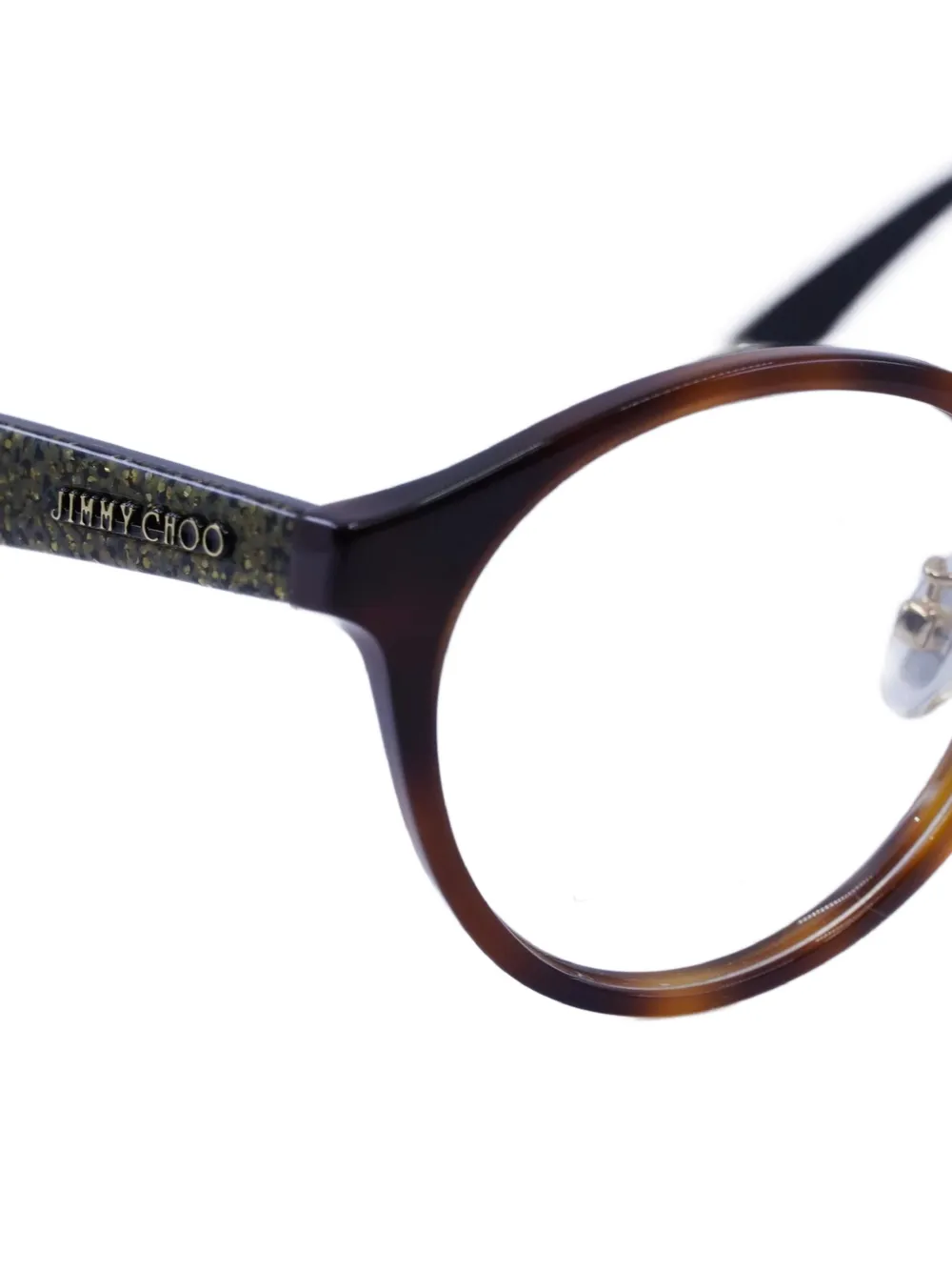 Jimmy Choo Eyewear Bril met rond montuur en glitterdetail Bruin