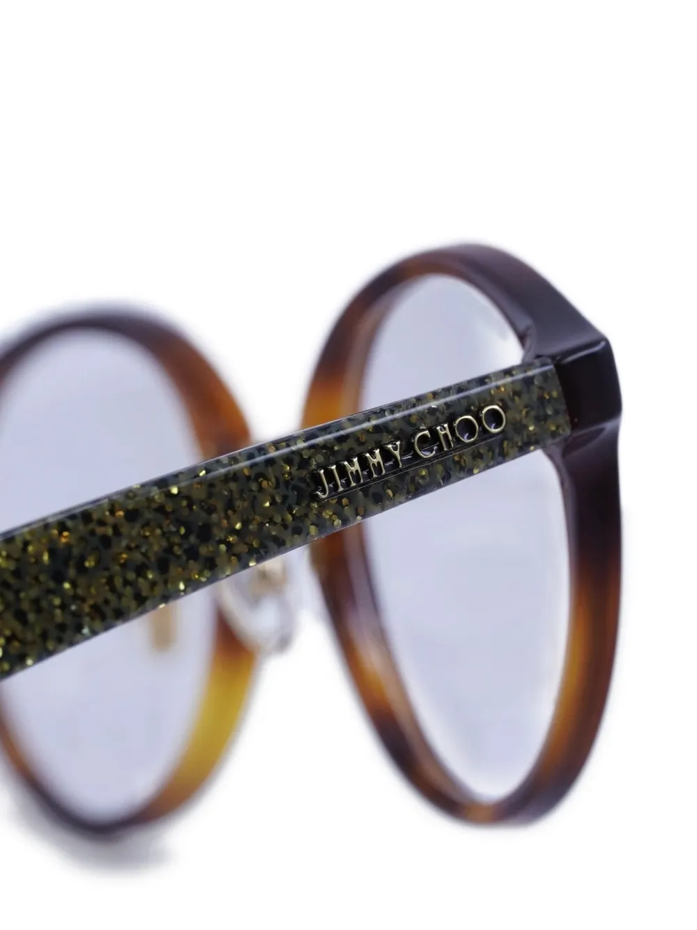 Jimmy Choo Eyewear Bril met rond montuur en glitterdetail Bruin