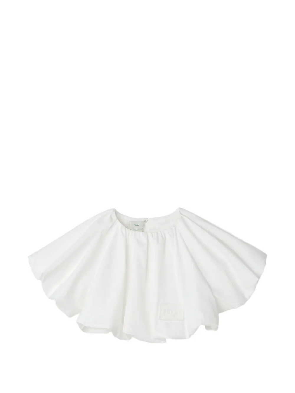 Fendi Kids logo-patch ruffled top - Bianco