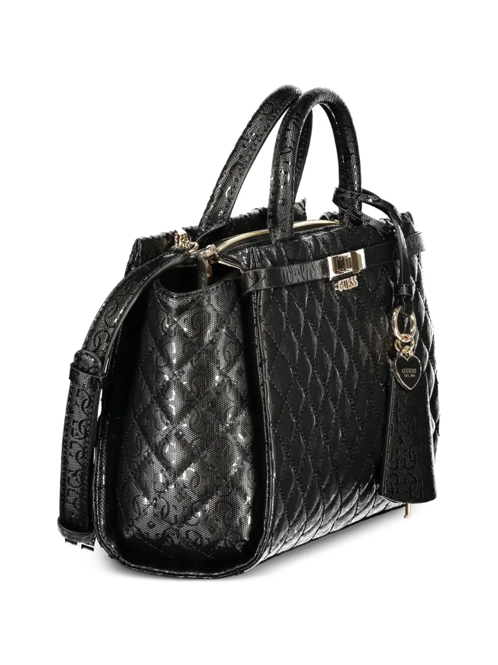 GUESS USA Idra 4G gewatteerde shopper met logo-reliëf Zwart
