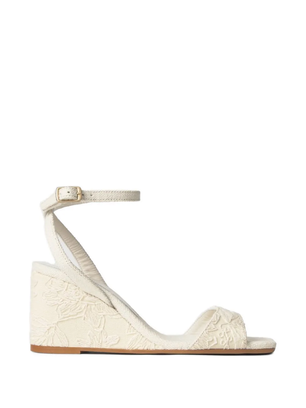 Castañer Brunella Wedge-Sandalen aus Blumenjacquard - Nude