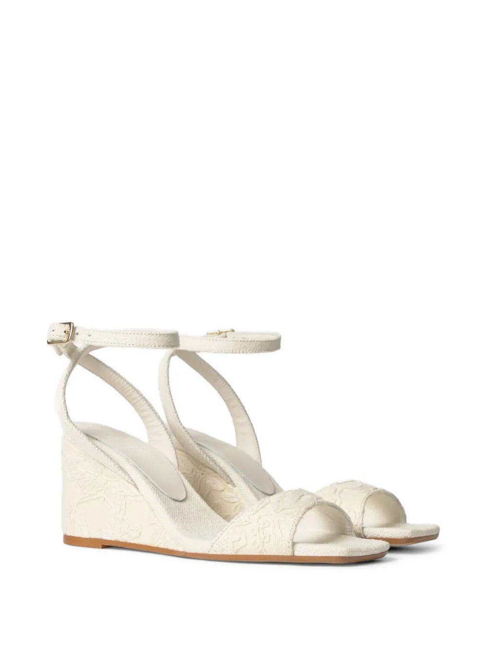 Castañer Brunella sandalen met sleehak en bloemjacquard Beige