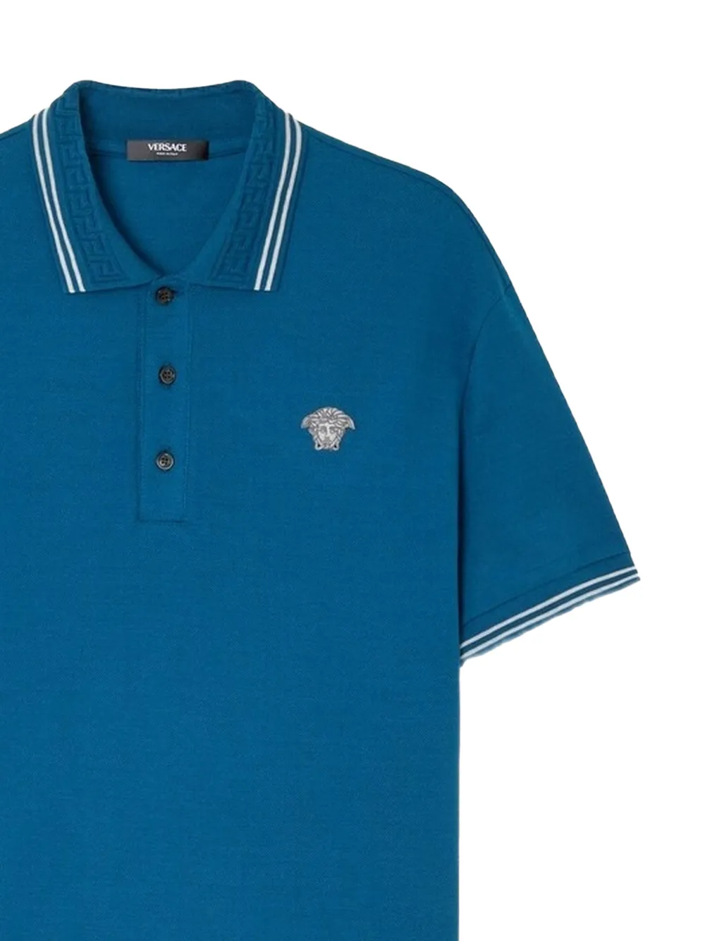 Versace Medusa Pop piqué poloshirt met borduurwerk Blauw