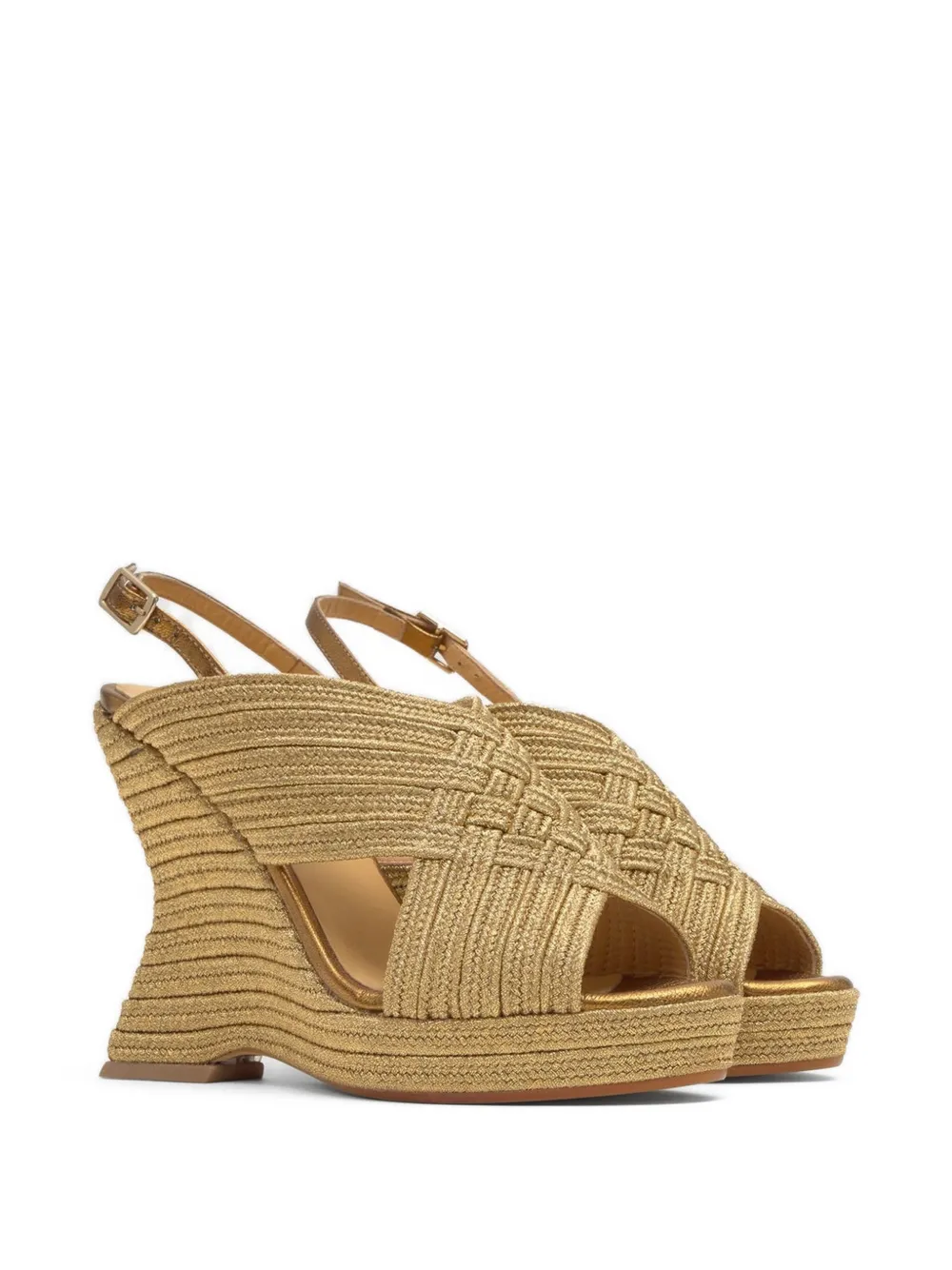 Castañer Juliet gevlochten sandalen met sleehak Goud