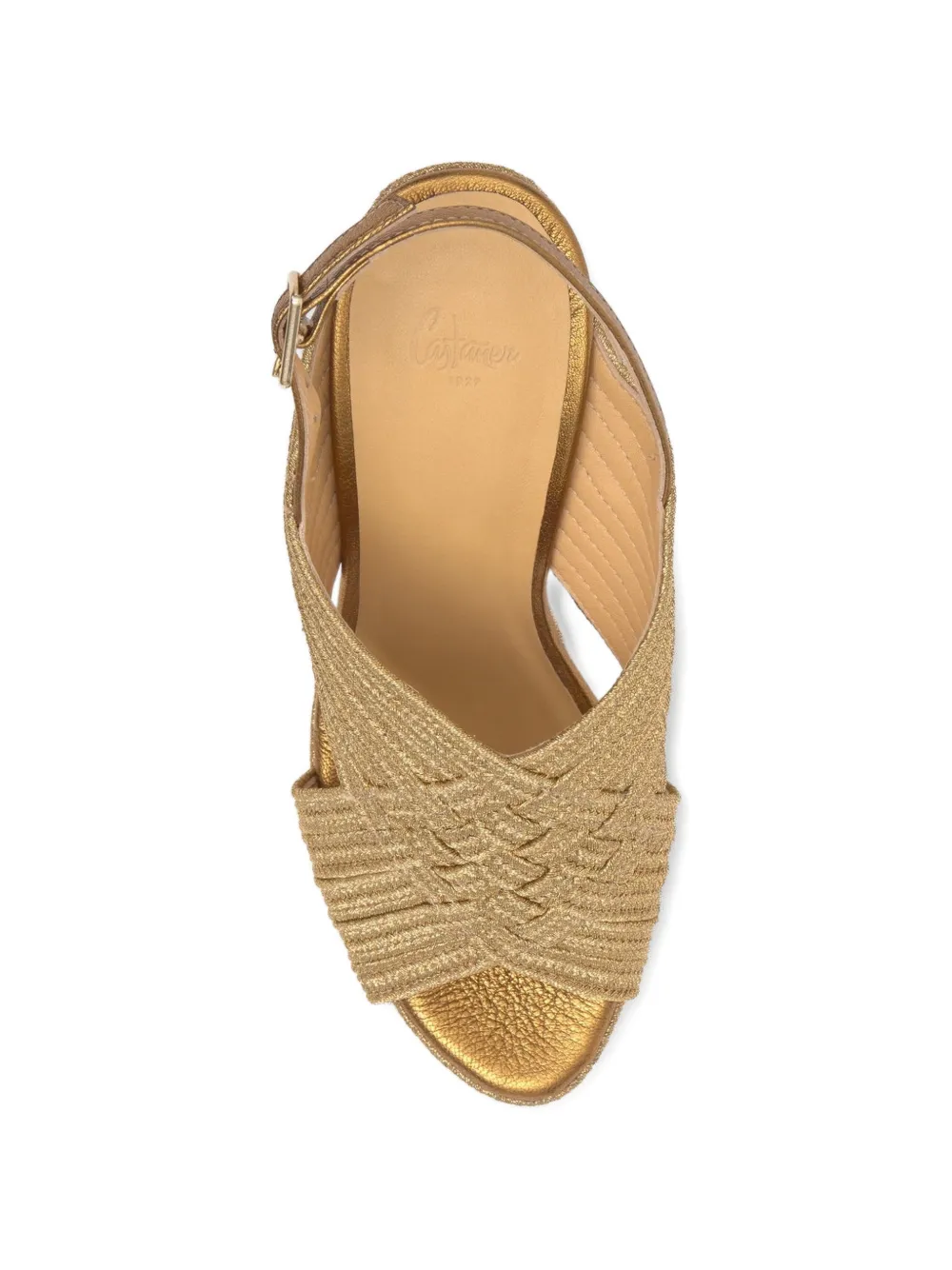 Castañer Juliet gevlochten sandalen met sleehak Goud