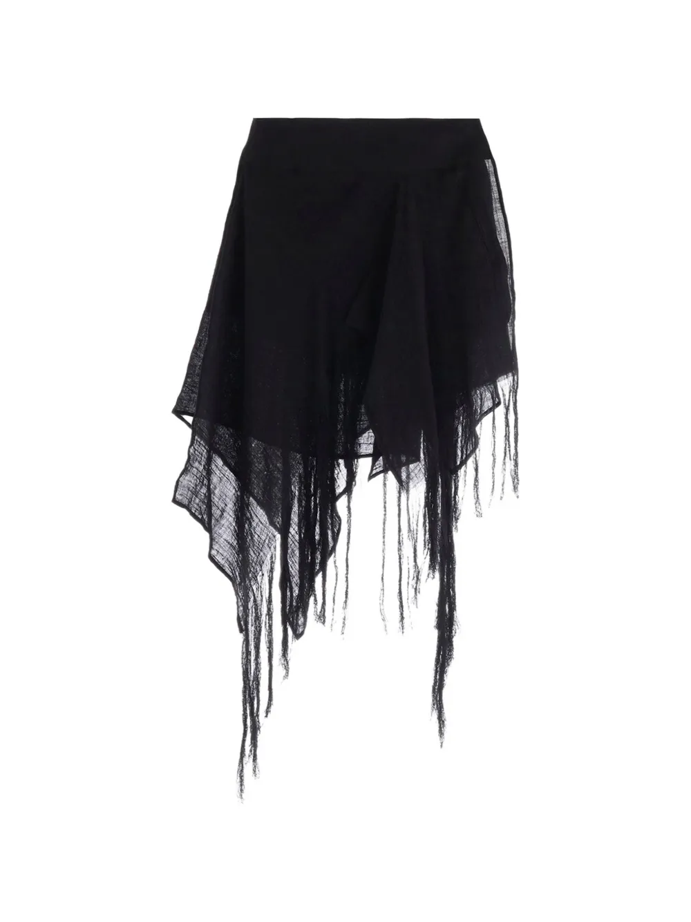 Yohji Yamamoto Gelaagde mini-rok met franje Zwart