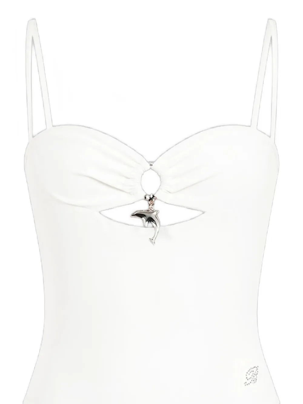Blumarine Badpak met dolfijnhanger en uitgesneden details Wit