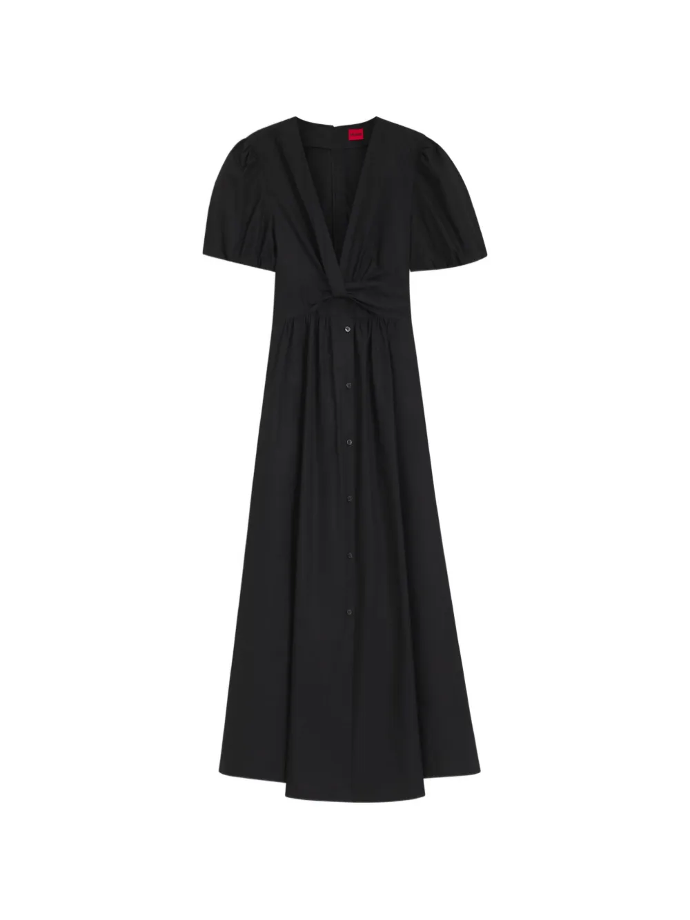 HUGO knot-detail puff-sleeve maxi dress - Schwarz