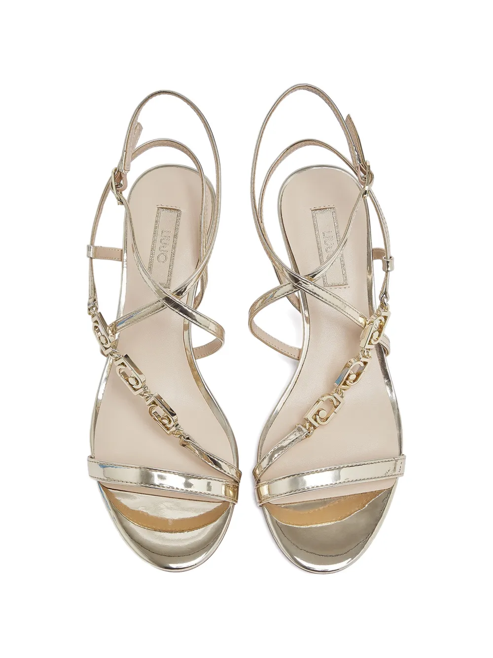 LIU JO logo-chain leather sandals Goud