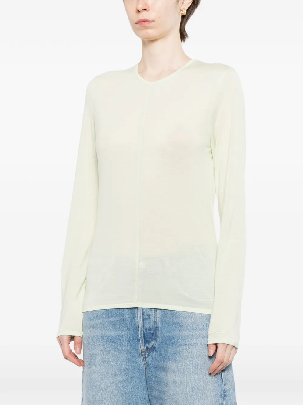 Maison Kitsuné T-shirt met lange mouwen en zoomdetail Geel