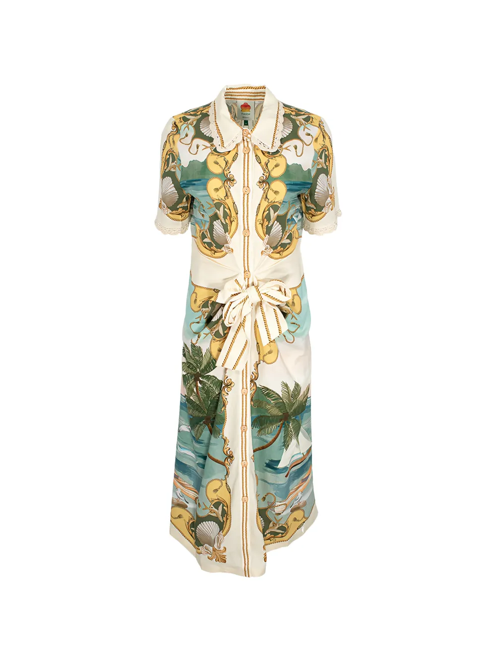FARM Rio collared printed maxi dress - Neutrals