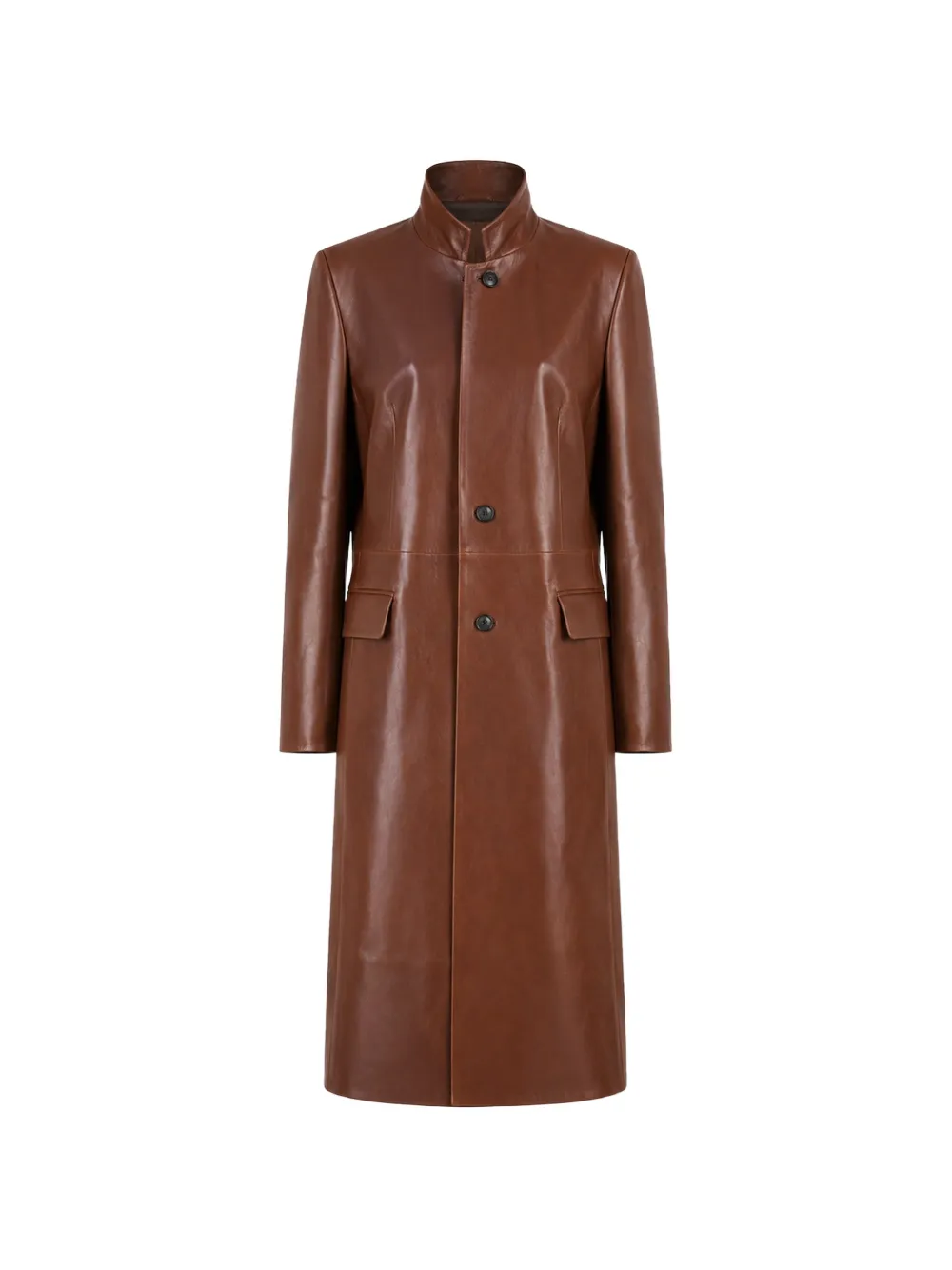 Desa 1972 Redingote Leather Coat In Brown