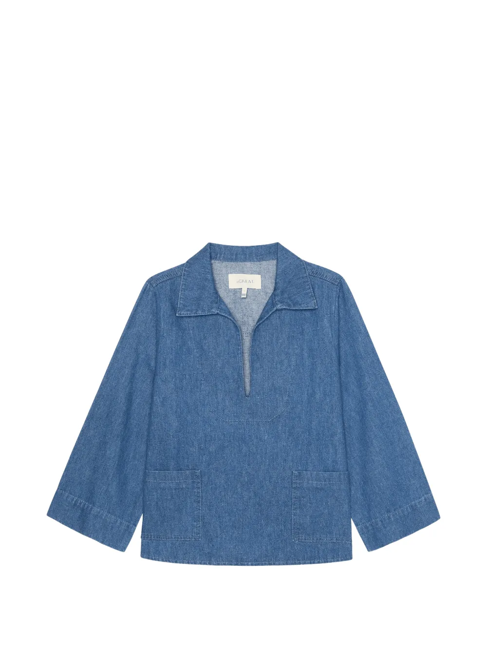 The Great. v-neck patch-pocket top - Blau