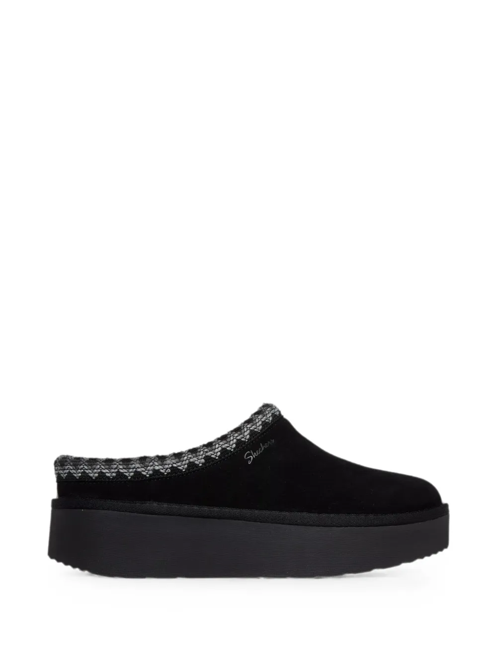 Skechers Keep Cozy - Cozy Cascade embroidered platform slippers - Nero
