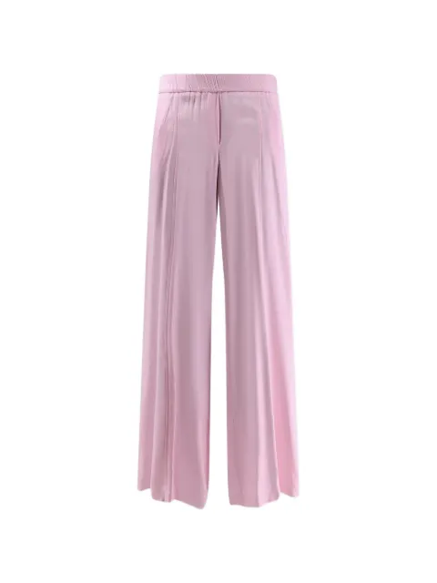 Nude elasticated-waistband wide-leg trousers