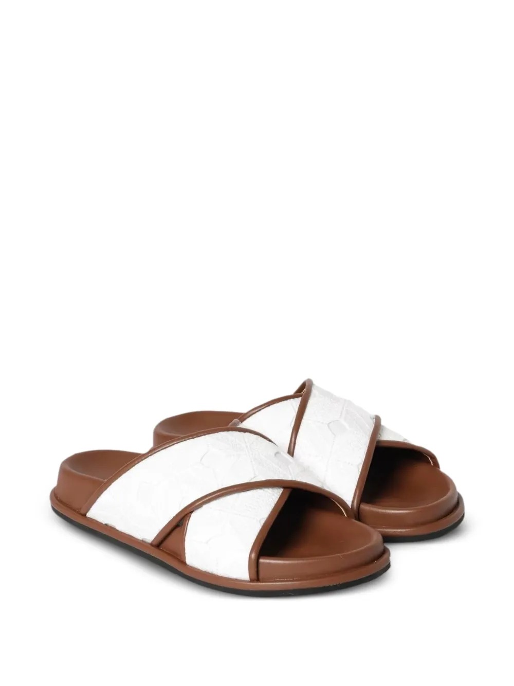 Max Mara Sandalen met geometrisch patroon en gekruiste bandjes Wit