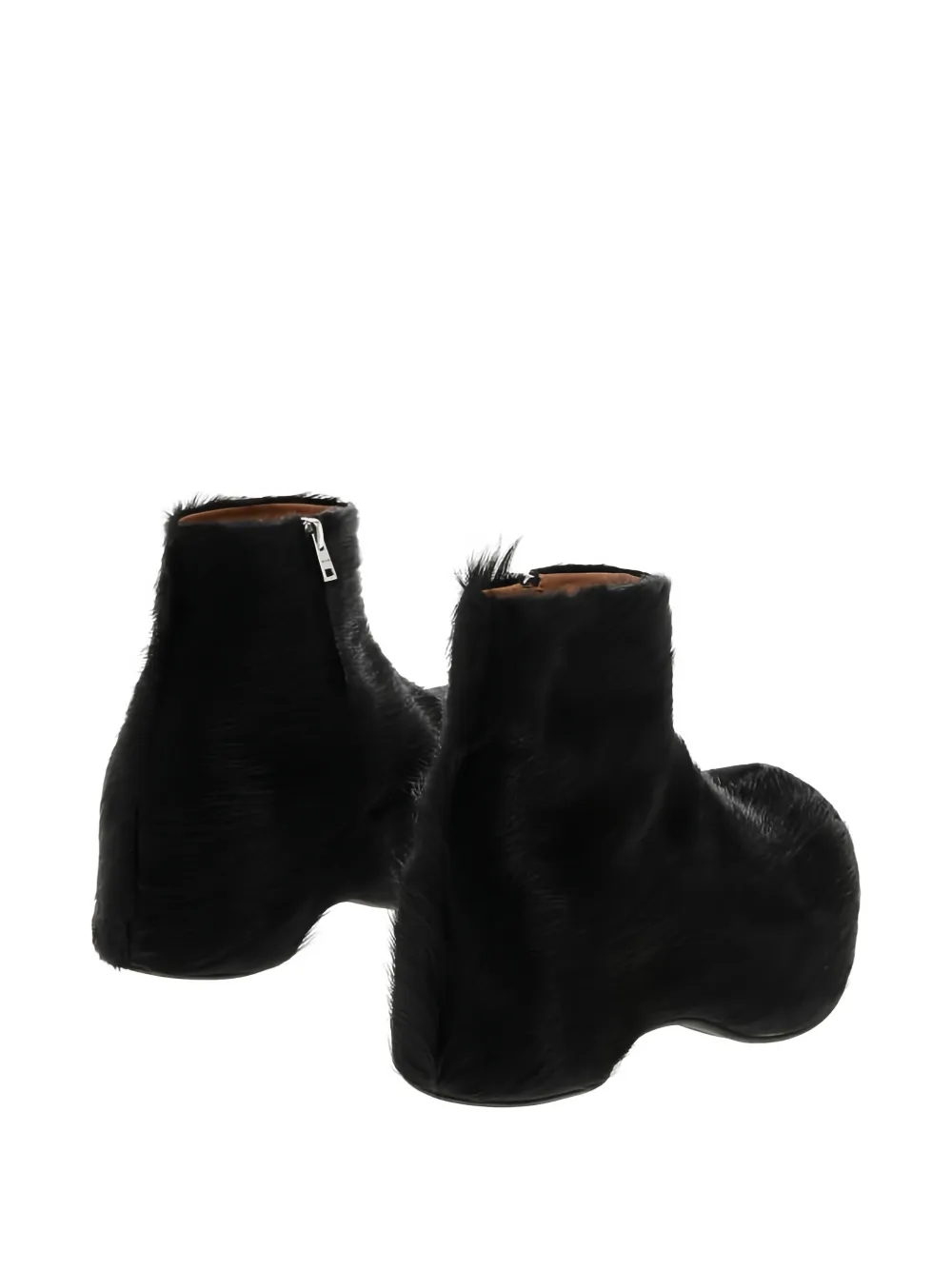 Marni calf-hair zip-fastening ankle boots Zwart