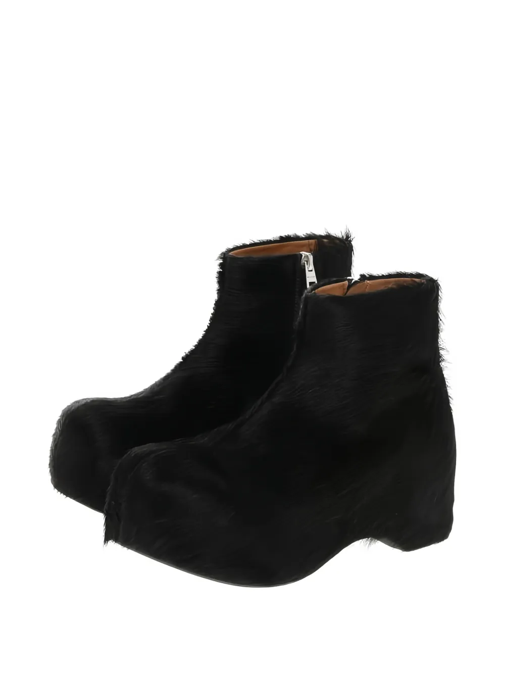 Marni calf-hair zip-fastening ankle boots Zwart