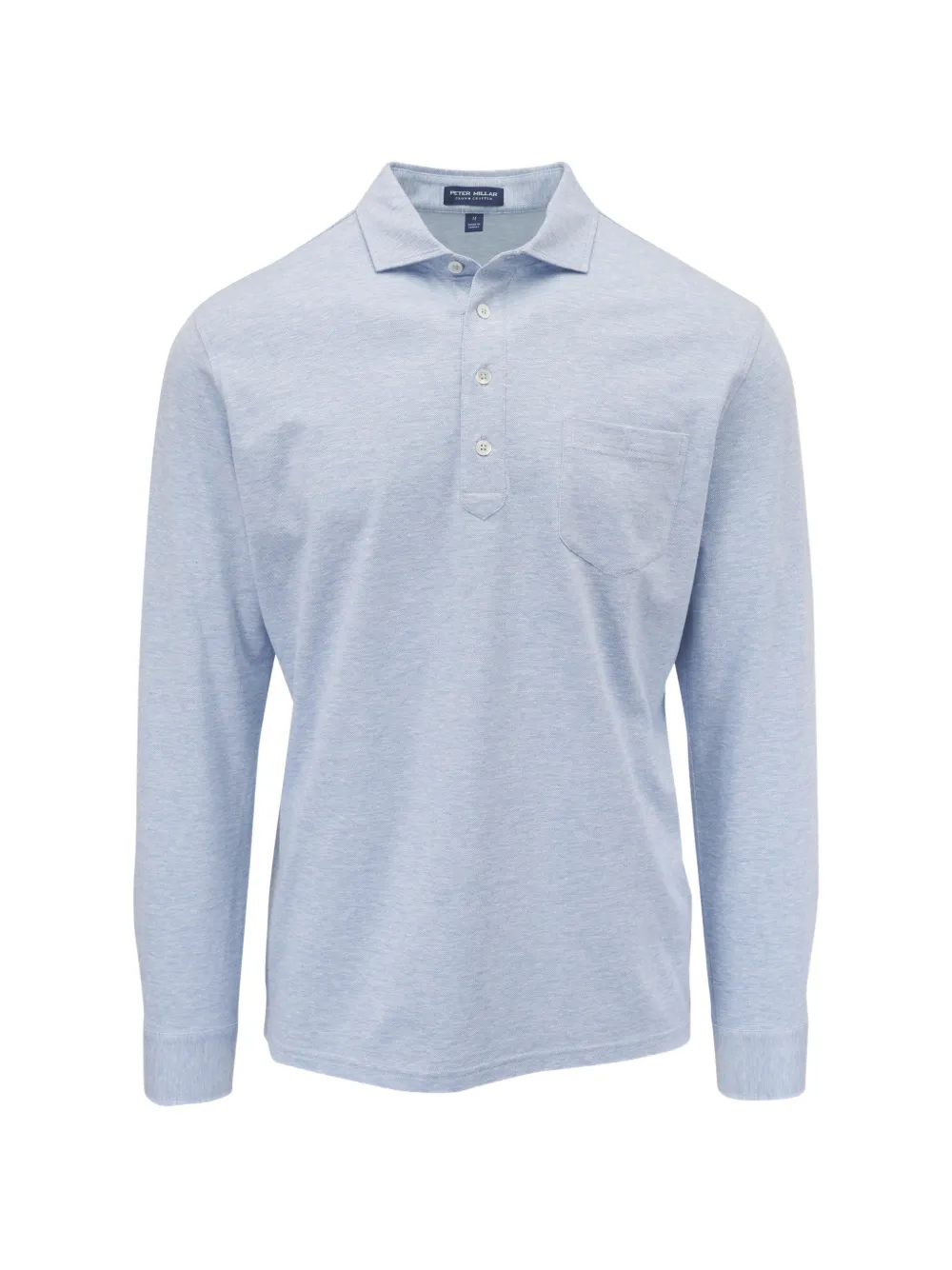 Peter Millar Landon Long-sleeve Pocket Polo Shirt In Blue