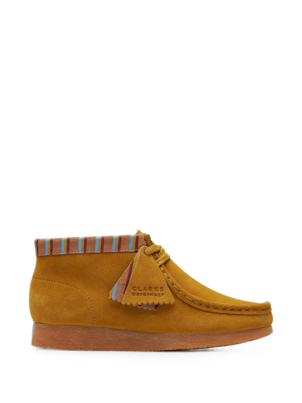 Clarks Kids Wallabee enkellaarzen met streep afwerking Geel