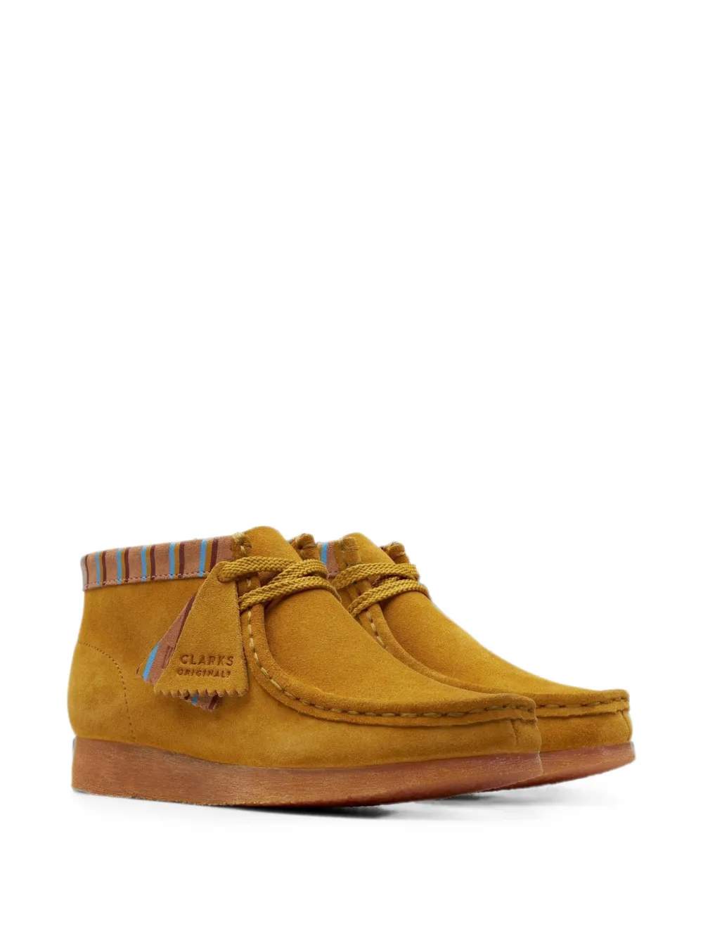 Clarks Kids Wallabee enkellaarzen met streep afwerking Geel