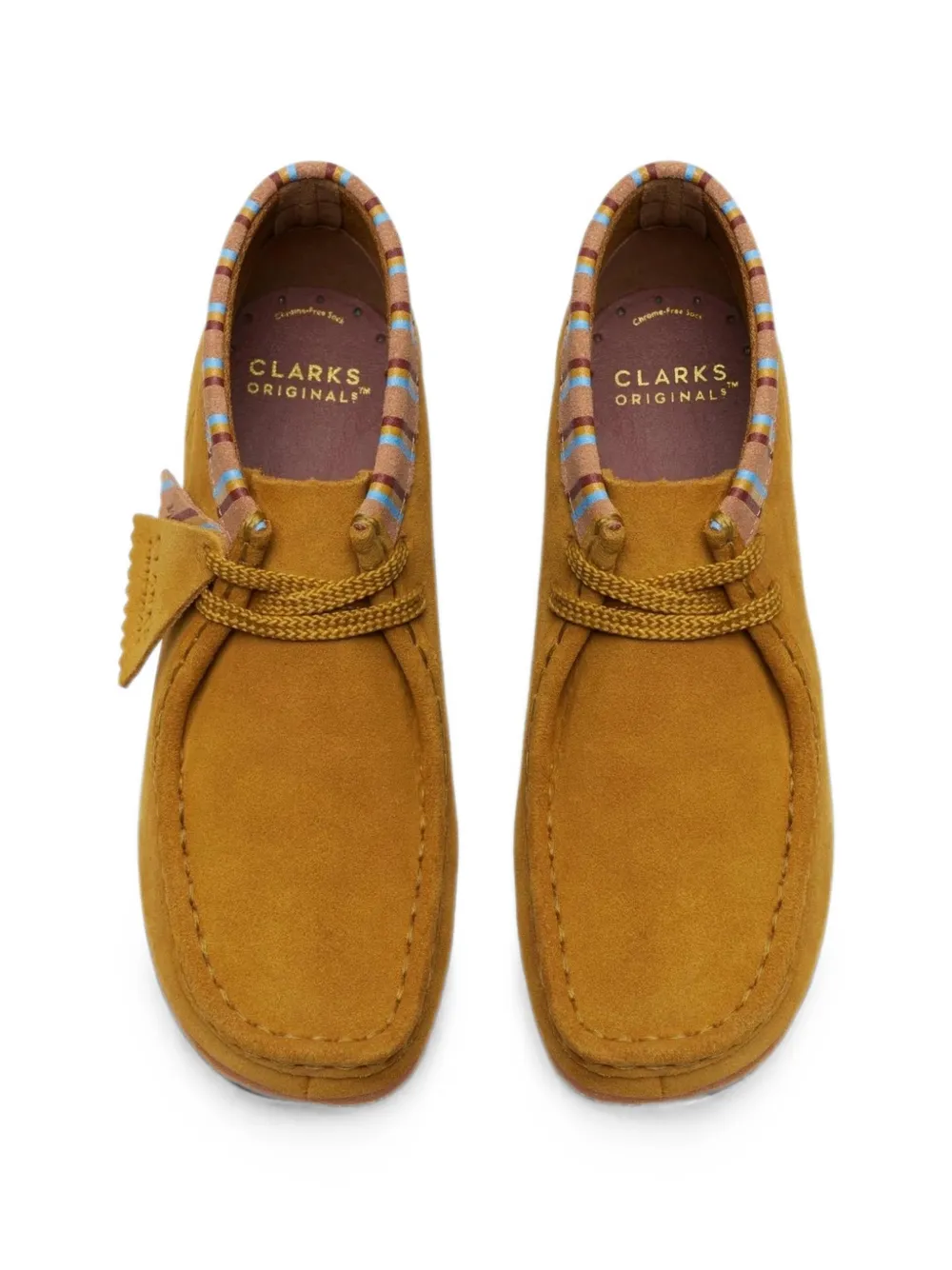 Clarks Kids Wallabee enkellaarzen met streep afwerking Geel
