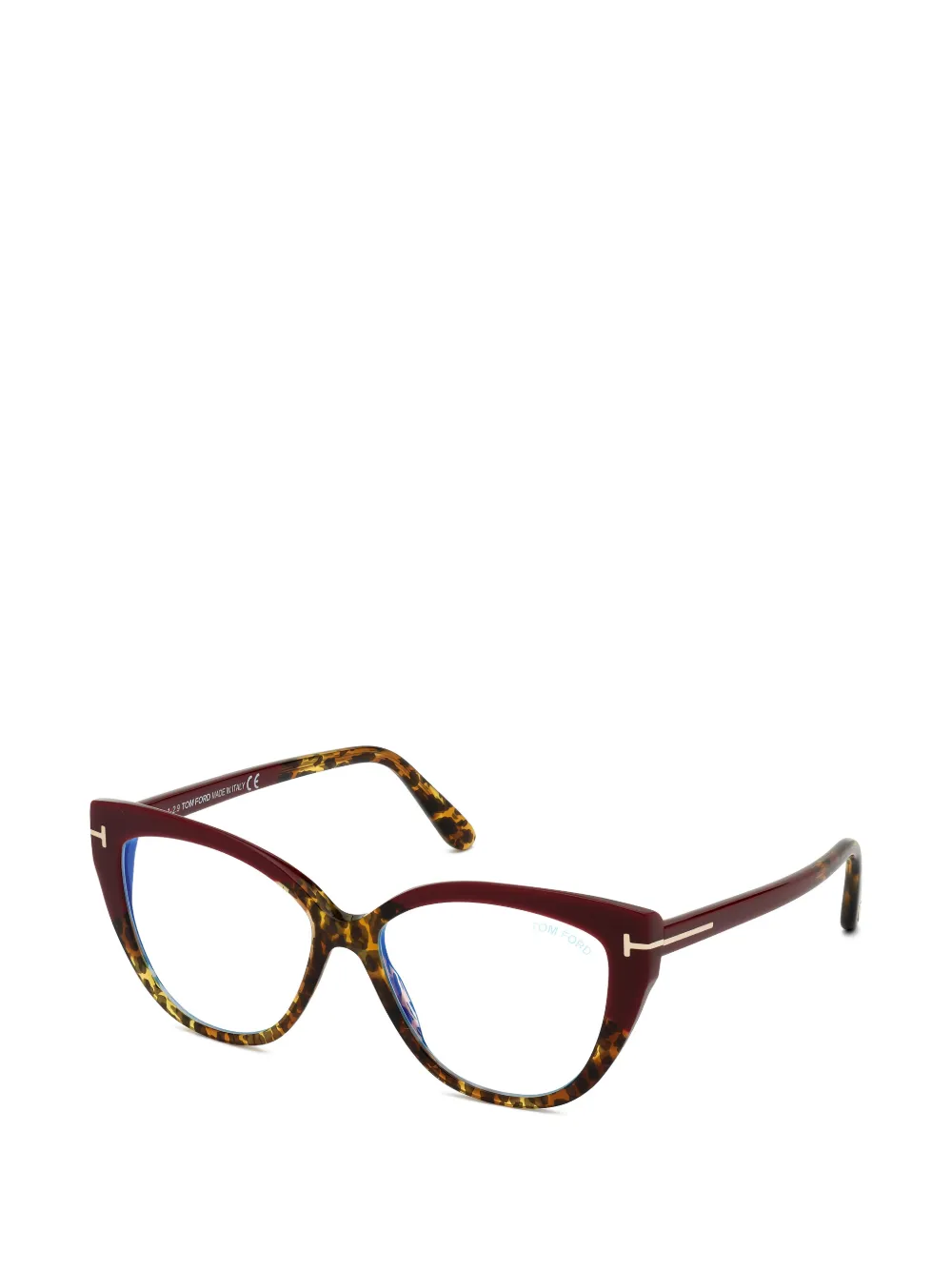 TOM FORD Eyewear Bril met cat-eye montuur en luipaardprint Rood