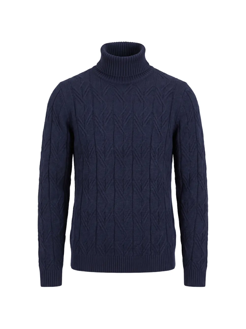 Hood cable-knit roll-neck sweater - Blu