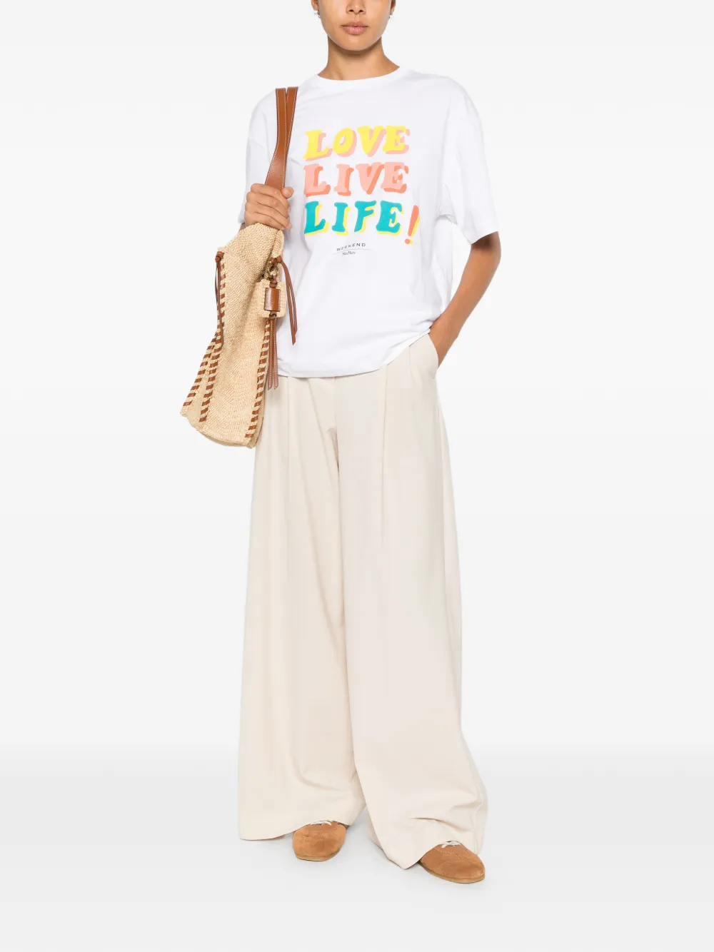  Weekend Max Mara Camiseta Con Eslogan Estampado - Blanco 