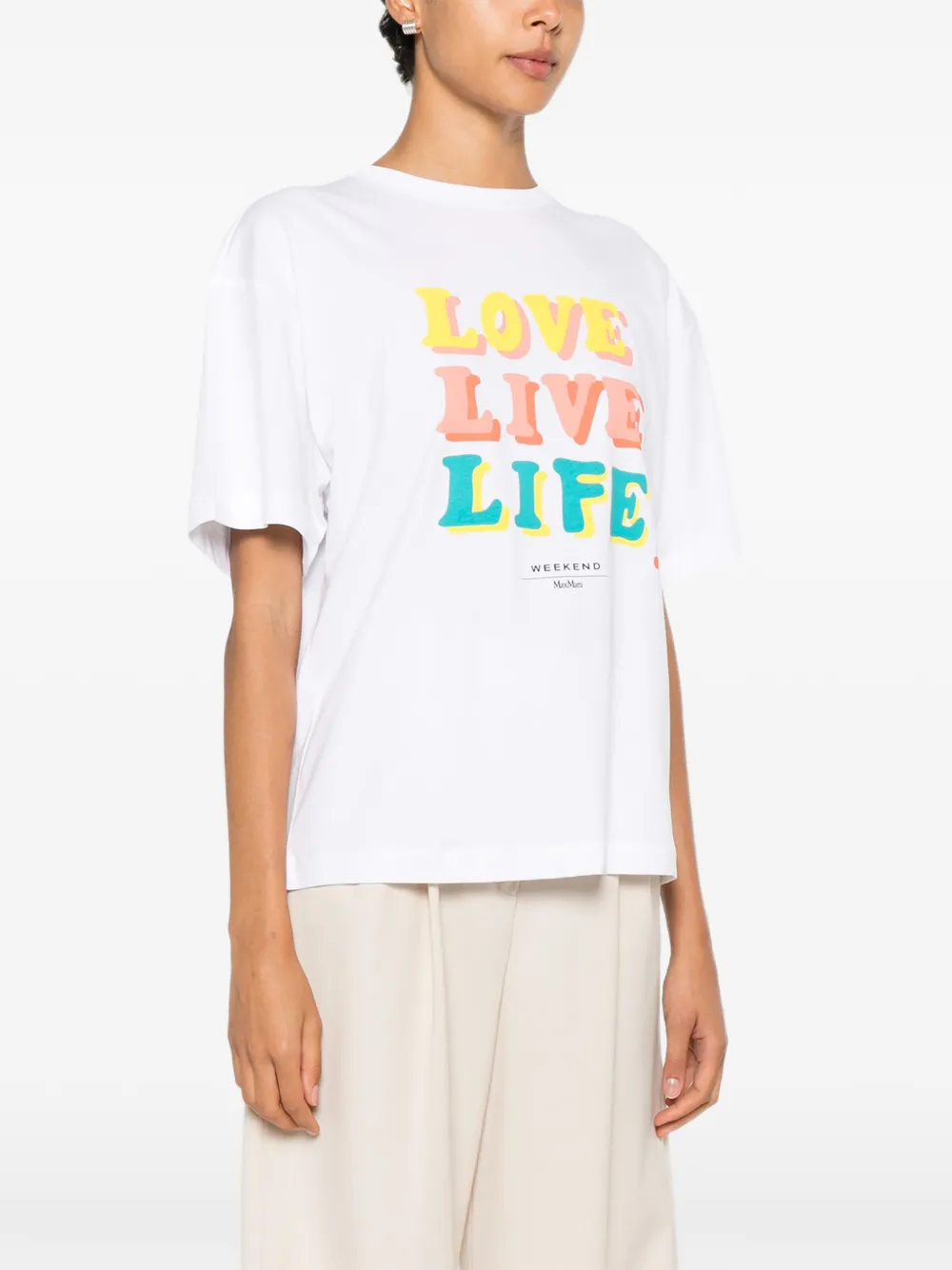  Weekend Max Mara Camiseta Con Eslogan Estampado - Blanco 