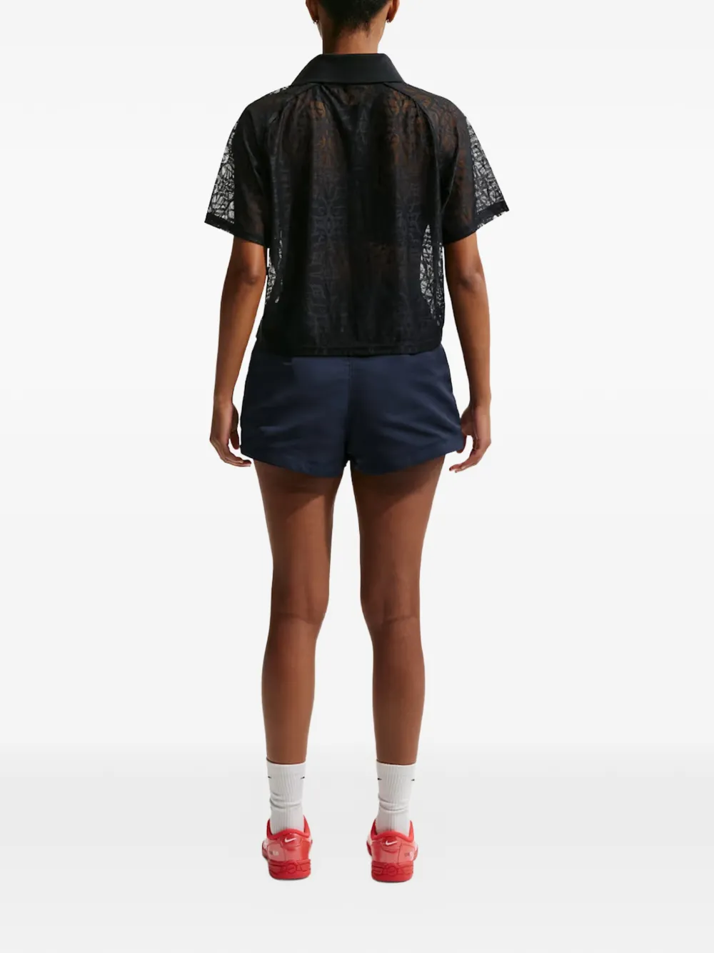 Nike Top met kanten patroon en logodetail Zwart