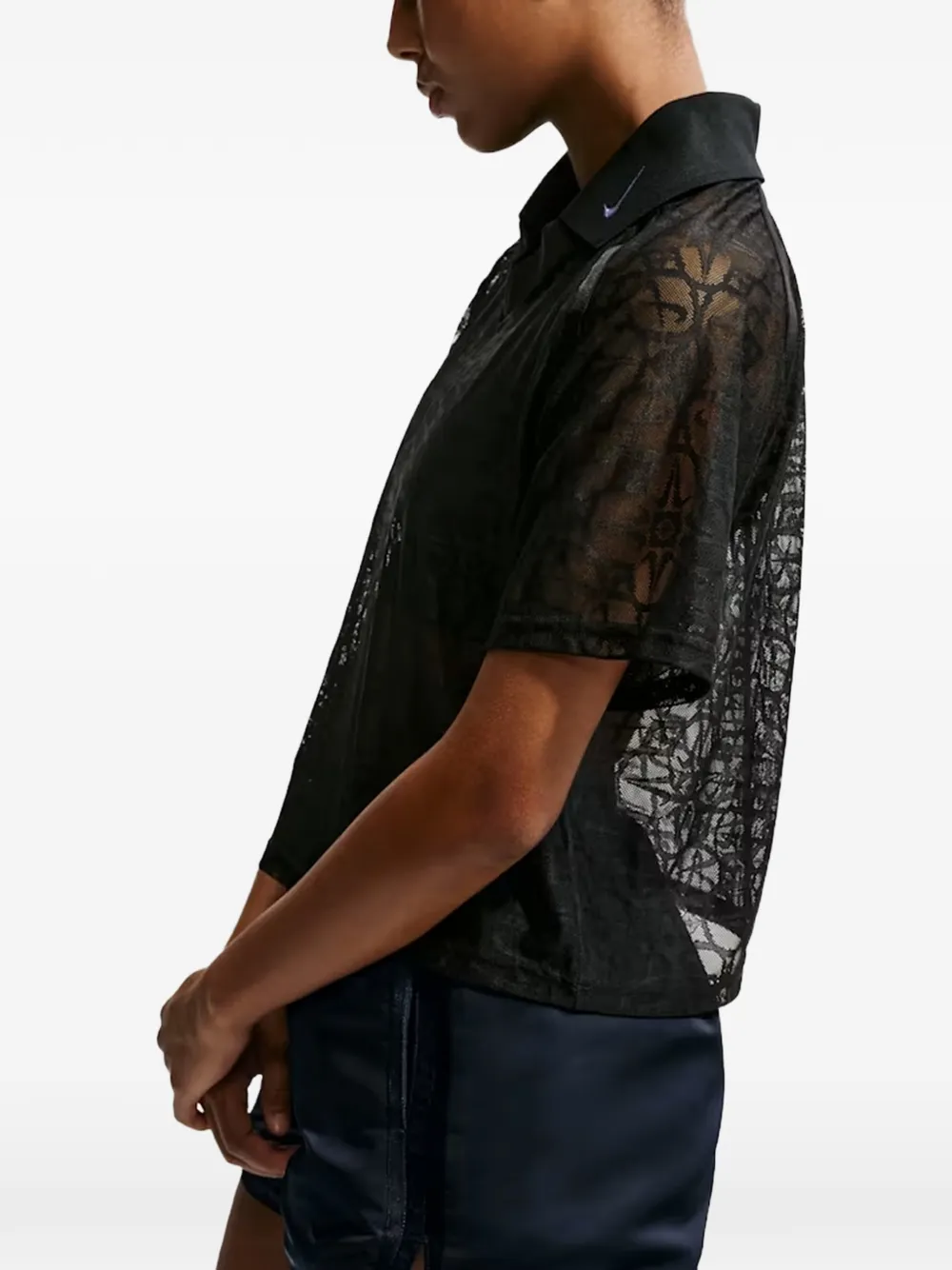 Nike Top met kanten patroon en logodetail Zwart