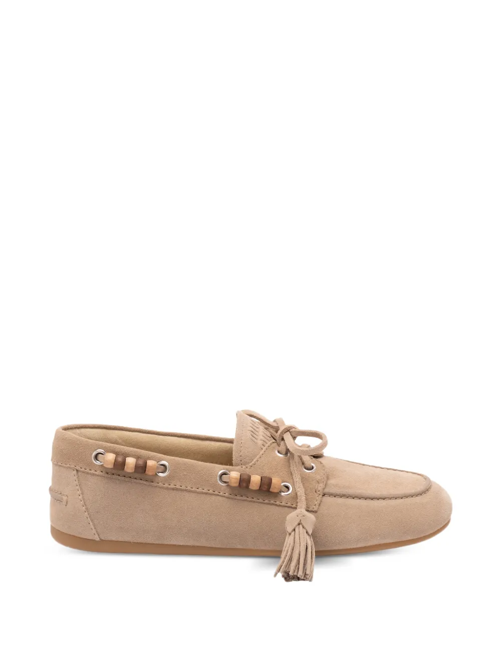 Miu Miu beaded tassel-detail boat shoes - Nude