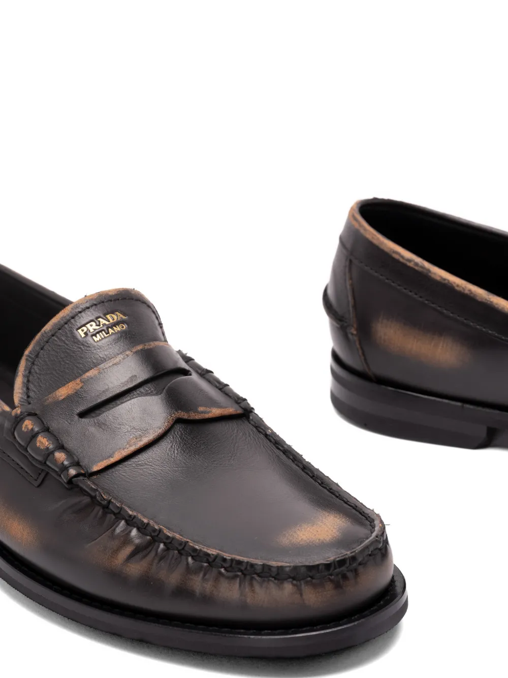 Prada burnished loafers Zwart