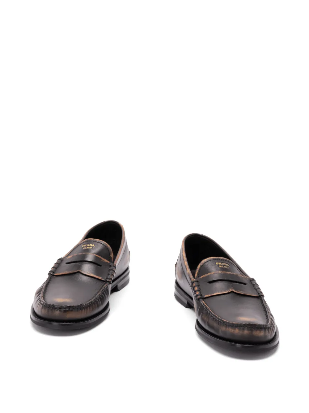 Prada burnished loafers Zwart