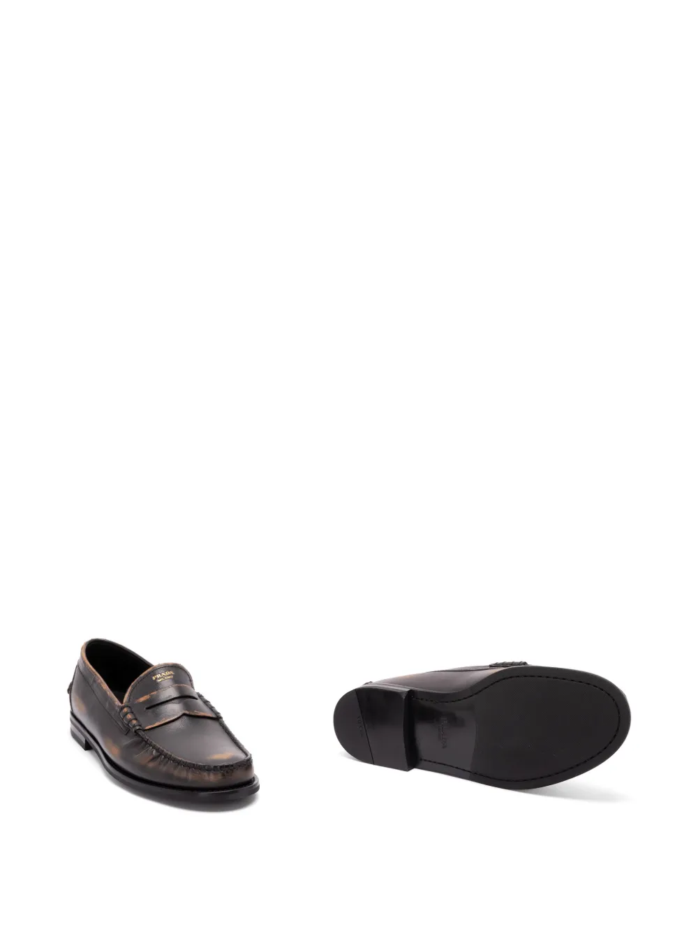 Prada burnished loafers Zwart