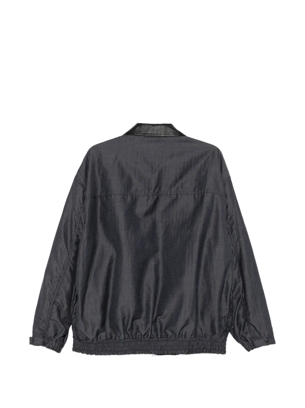 Comme des Garçons Homme Jack met leren kraag en visgraatpatroon Blauw