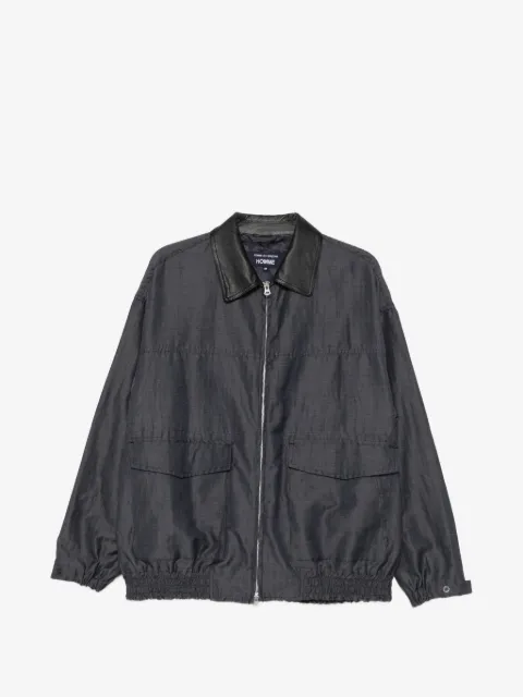 Comme des Garçons Homme leather-collar herringbone jacket