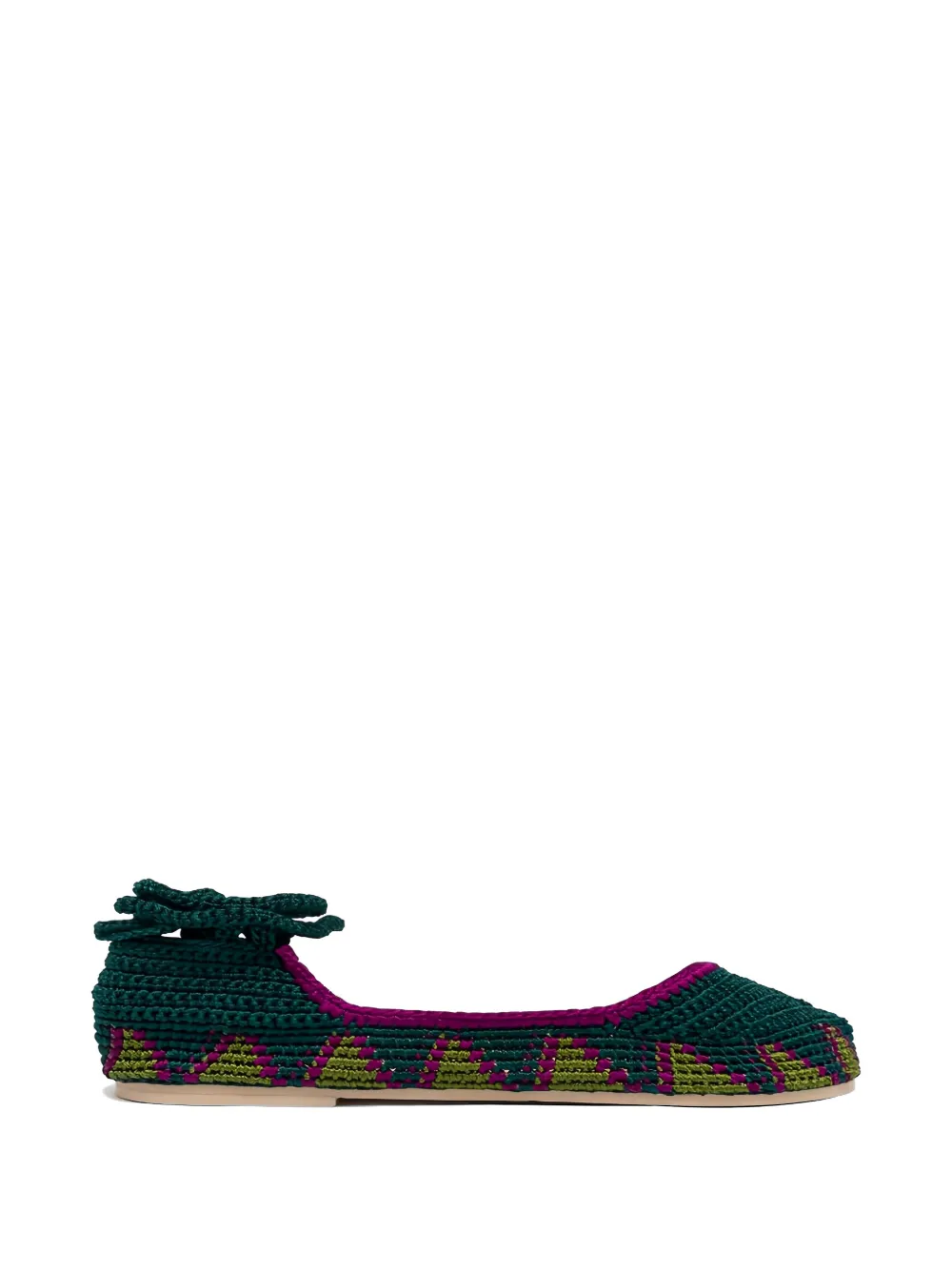 SLO_HAND_MADE crochet lace-up ballet flats - Verde