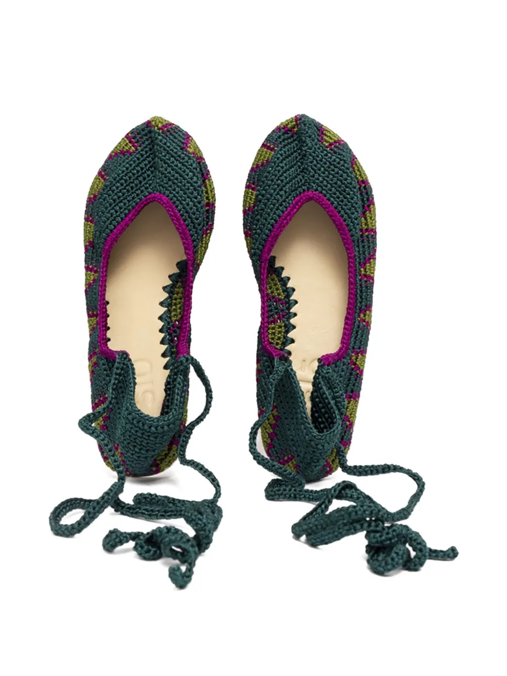  Slo_hand_made Bailarinas Con Cordones - Verde 