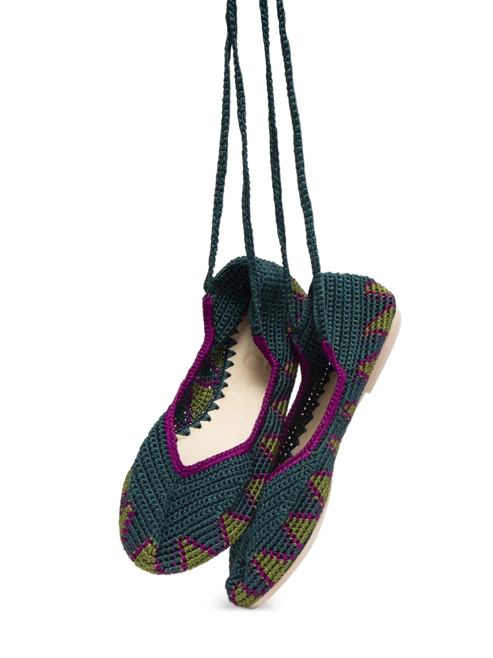  Slo_hand_made Bailarinas Con Cordones - Verde 