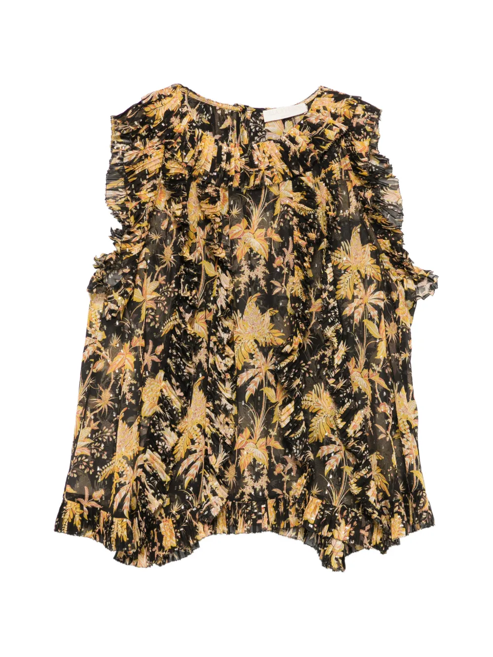 Ulla Johnson Sabra floral-print ruffled top - Nero