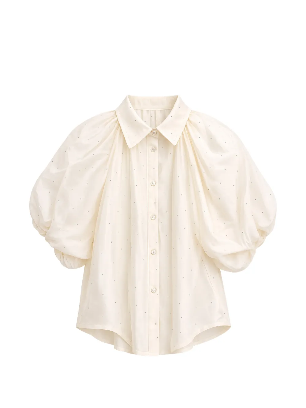 Miss Grant Kids crystal-embellished puff-sleeve blouse - Toni neutri
