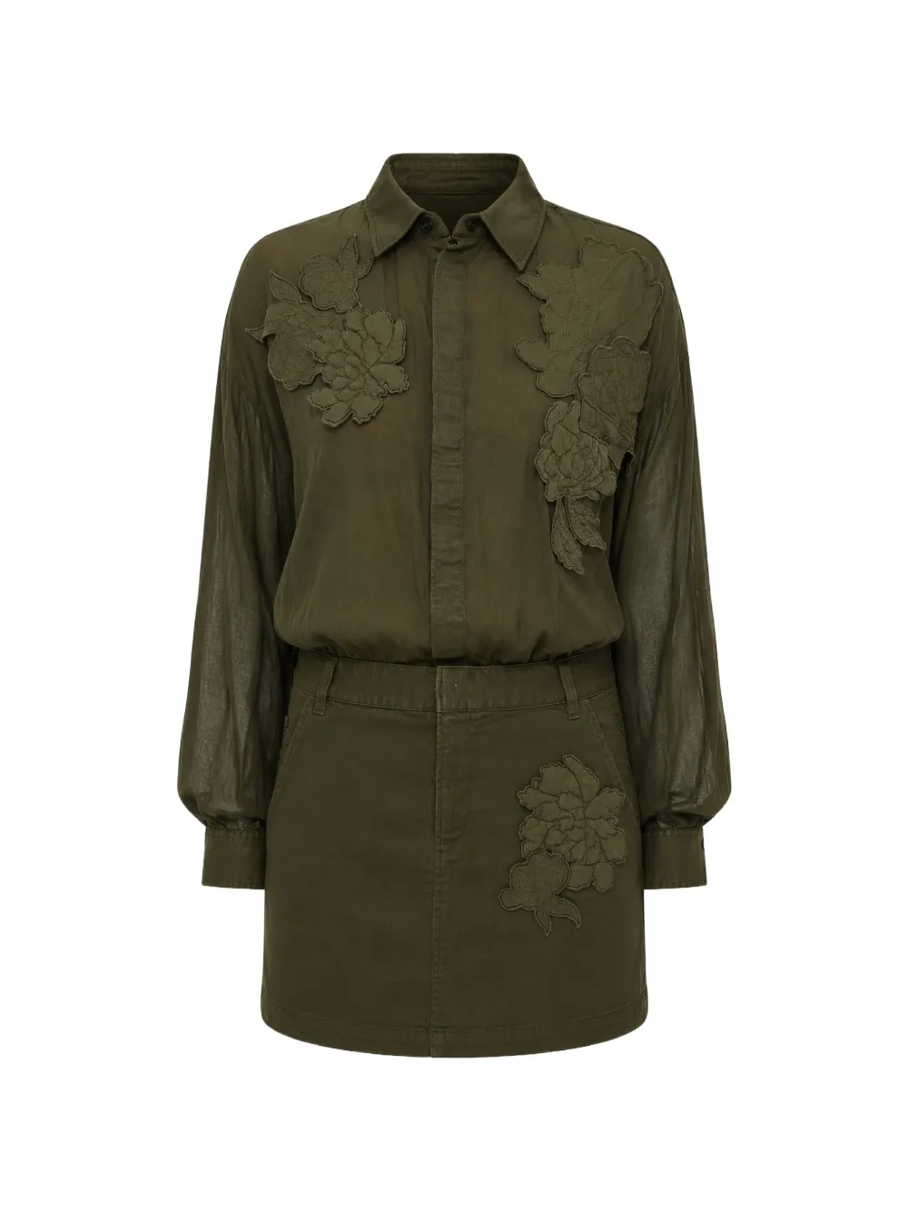 DSQUARED2 Blossom-patch shirt dress - Green