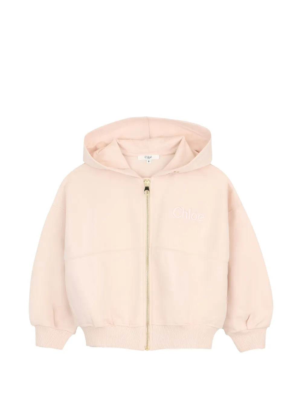 Chloé logo-embroidered zip-up hoodie - Pink