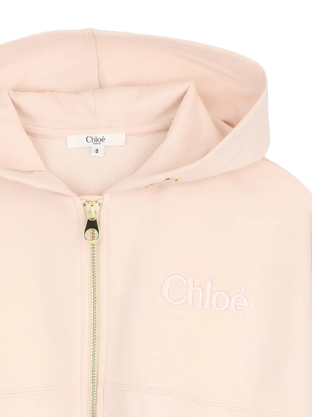 Chloé Kids Hoodie met geborduurd logo en rits Roze