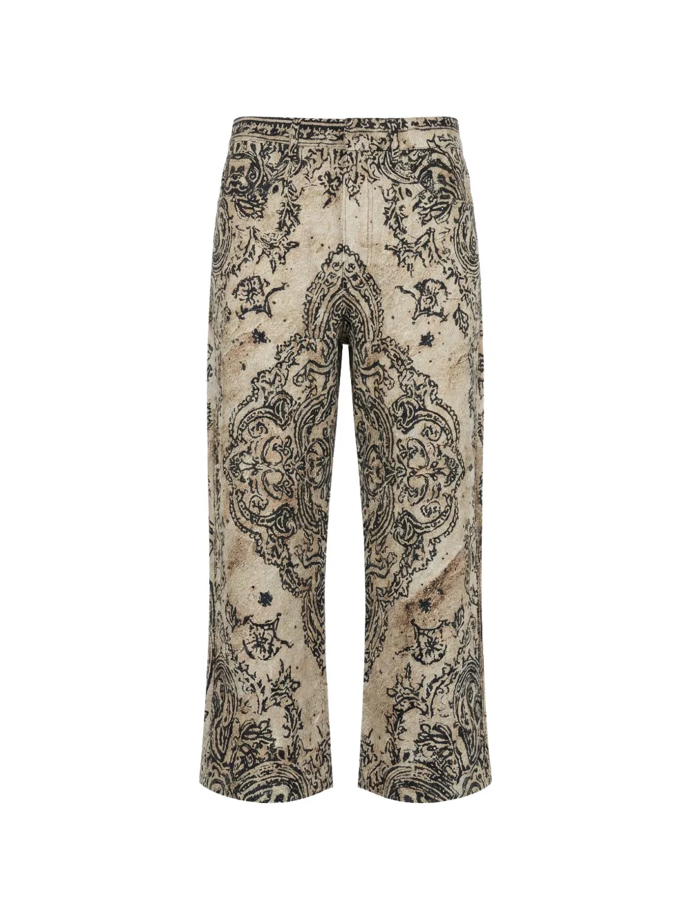 R13 Broek met paisley-print en gerafelde afwerking Beige