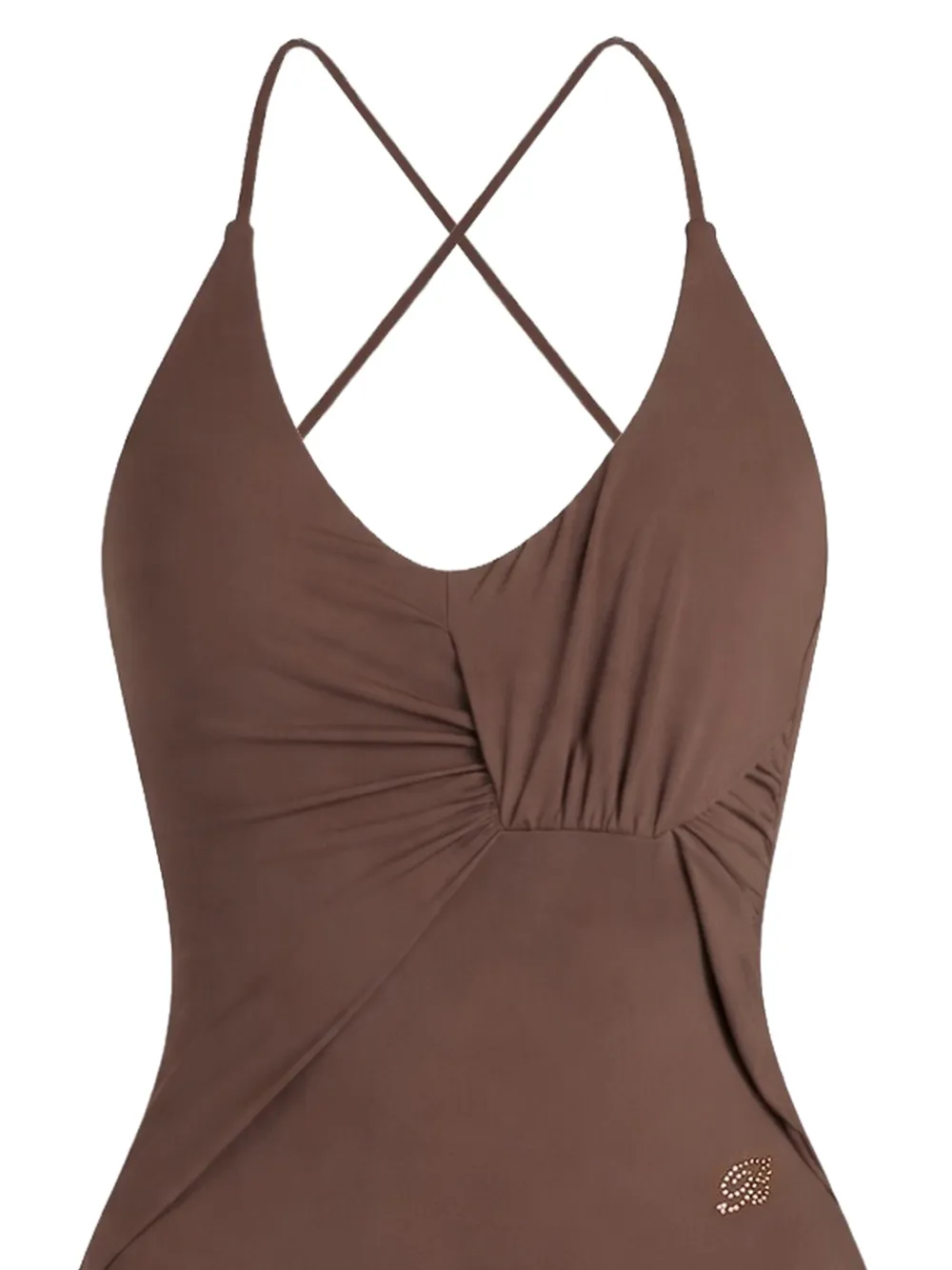 Blumarine Badpak met gekruiste bandjes en ruches Bruin